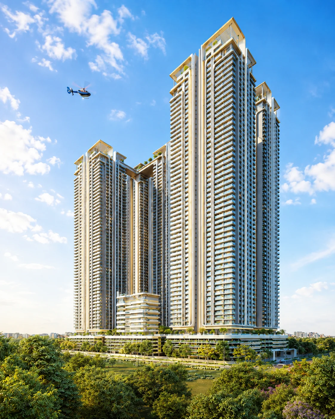 Contemporary luxury residential community with landscaped terraces